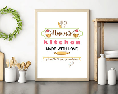 Nana's Kitchen Quote Wall Art | Fun Kitchen Decor | Housewarming Gift Ideas | Funky Wall Art | Printable Wall Art | Whimsical Wall Art