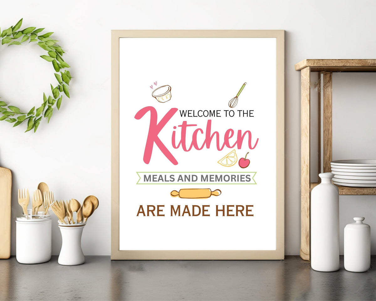 Welcome to the Kitchen Quote Wall Art | Fun Kitchen Decor | Housewarming Gift Ideas, Funky Wall Art, Printable Wall Art | Whimsical Wall Art