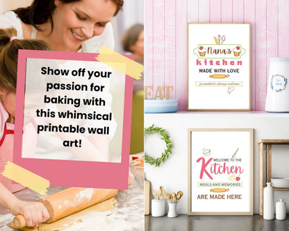 Nana's Kitchen Quote Wall Art | Fun Kitchen Decor | Housewarming Gift Ideas | Funky Wall Art | Printable Wall Art | Whimsical Wall Art