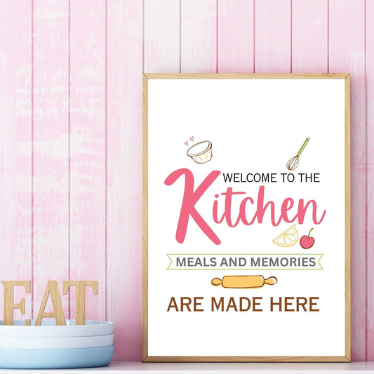Welcome to the Kitchen Quote Wall Art | Fun Kitchen Decor | Housewarming Gift Ideas, Funky Wall Art, Printable Wall Art | Whimsical Wall Art