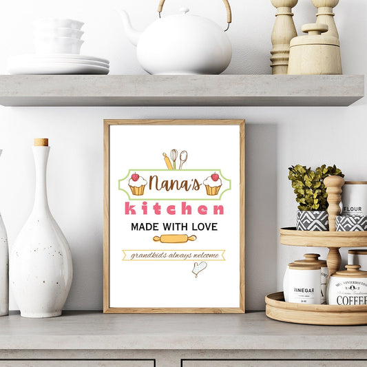 Nana's Kitchen Quote Wall Art | Fun Kitchen Decor | Housewarming Gift Ideas | Funky Wall Art | Printable Wall Art | Whimsical Wall Art