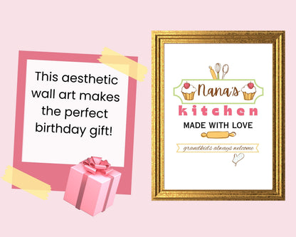 Nana's Kitchen Quote Wall Art | Fun Kitchen Decor | Housewarming Gift Ideas | Funky Wall Art | Printable Wall Art | Whimsical Wall Art