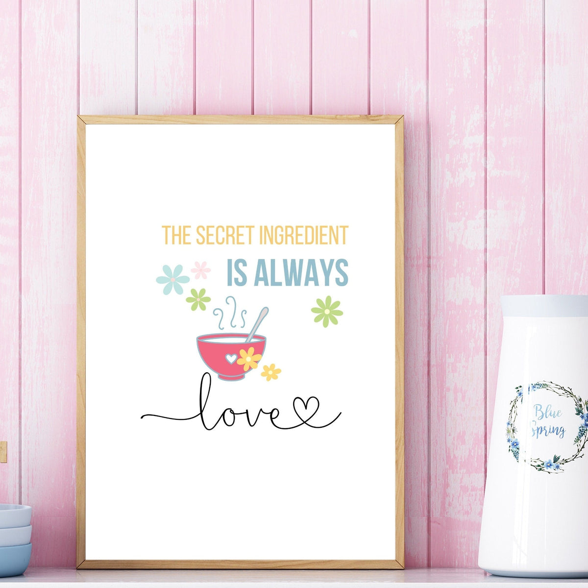 The Secret Ingredient Is Always Love Quote Wall Art | Fun Kitchen Decor | Housewarming Gift Ideas, Funky Wall Art, Printable Wall Art |