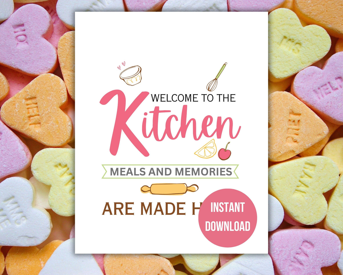 Welcome to the Kitchen Quote Wall Art | Fun Kitchen Decor | Housewarming Gift Ideas, Funky Wall Art, Printable Wall Art | Whimsical Wall Art