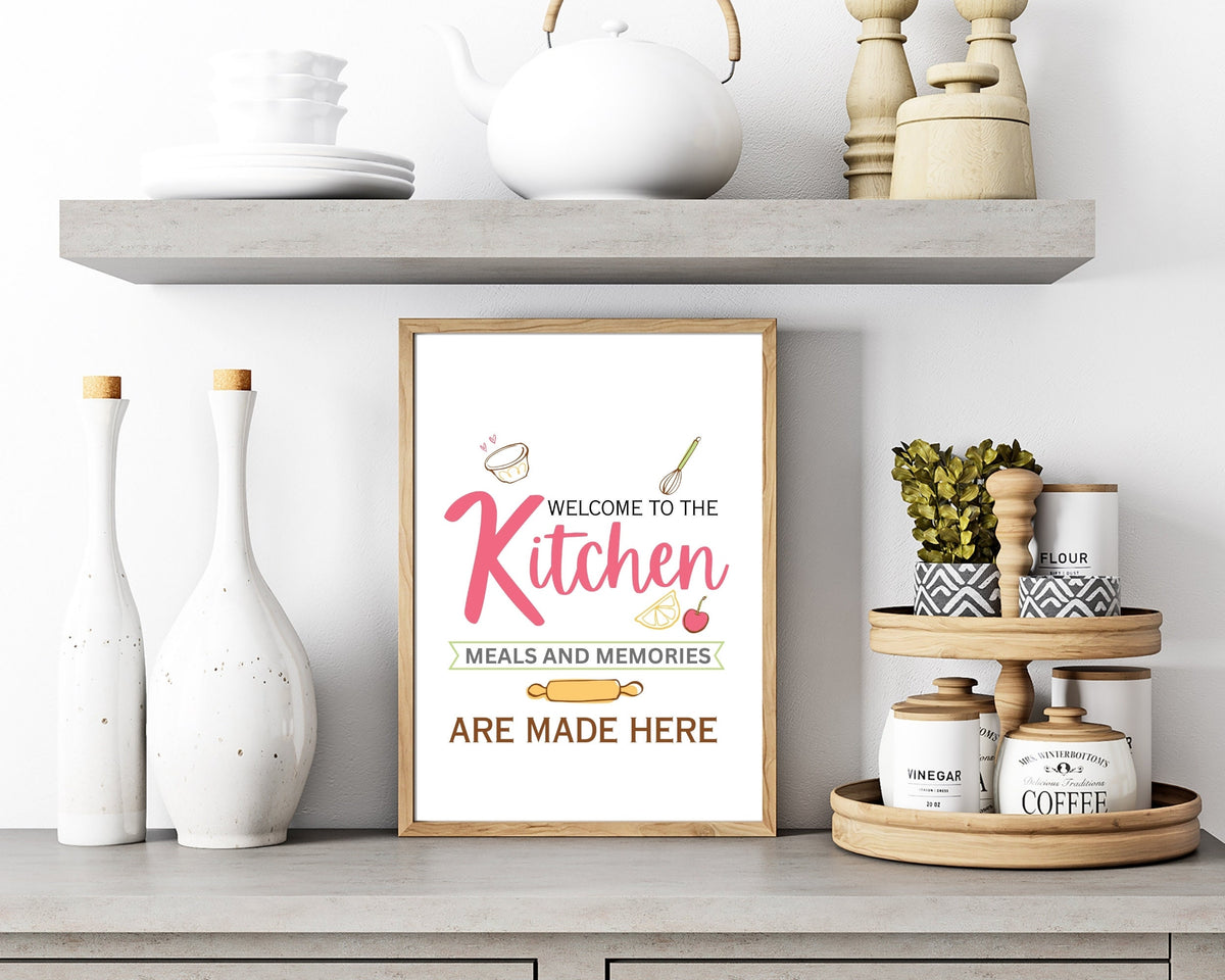 Welcome to the Kitchen Quote Wall Art | Fun Kitchen Decor | Housewarming Gift Ideas, Funky Wall Art, Printable Wall Art | Whimsical Wall Art
