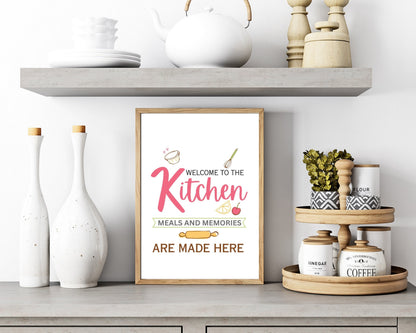 Welcome to the Kitchen Quote Wall Art | Fun Kitchen Decor | Housewarming Gift Ideas, Funky Wall Art, Printable Wall Art | Whimsical Wall Art