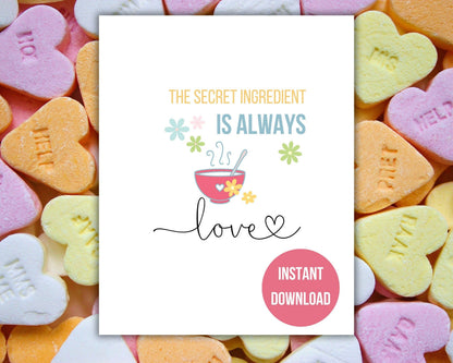 The Secret Ingredient Is Always Love Quote Wall Art | Fun Kitchen Decor | Housewarming Gift Ideas, Funky Wall Art, Printable Wall Art |
