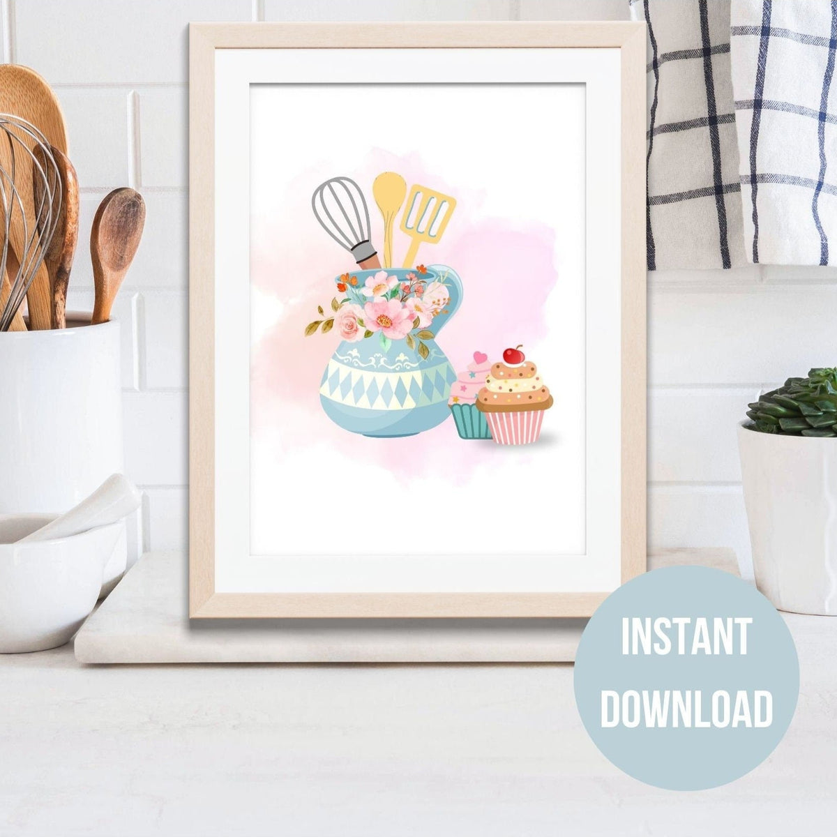 Kitchen Wall Art, Fun Watercolor Print, Cute Wall Decor, Kitchen Art, Printable Funky Wall Art