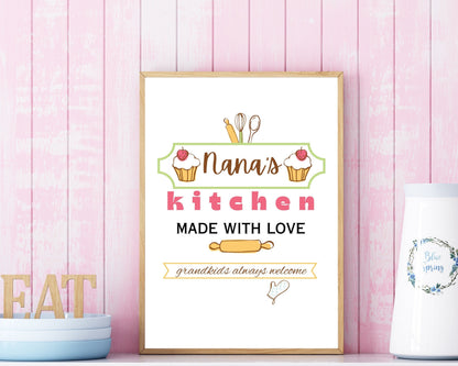 Nana's Kitchen Quote Wall Art | Fun Kitchen Decor | Housewarming Gift Ideas | Funky Wall Art | Printable Wall Art | Whimsical Wall Art