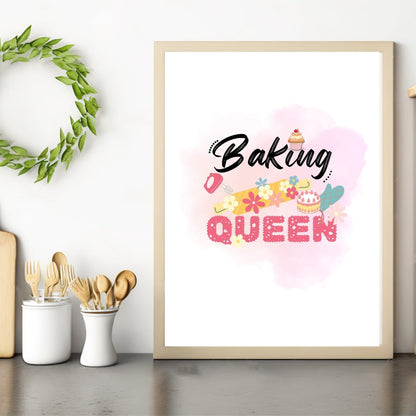 Baking Queen Watercolor Print | Fun Kitchen Decor | Housewarming Gift Ideas, Aesthetic Wall Art, Printable Wall Art | Kitchen Wall Print