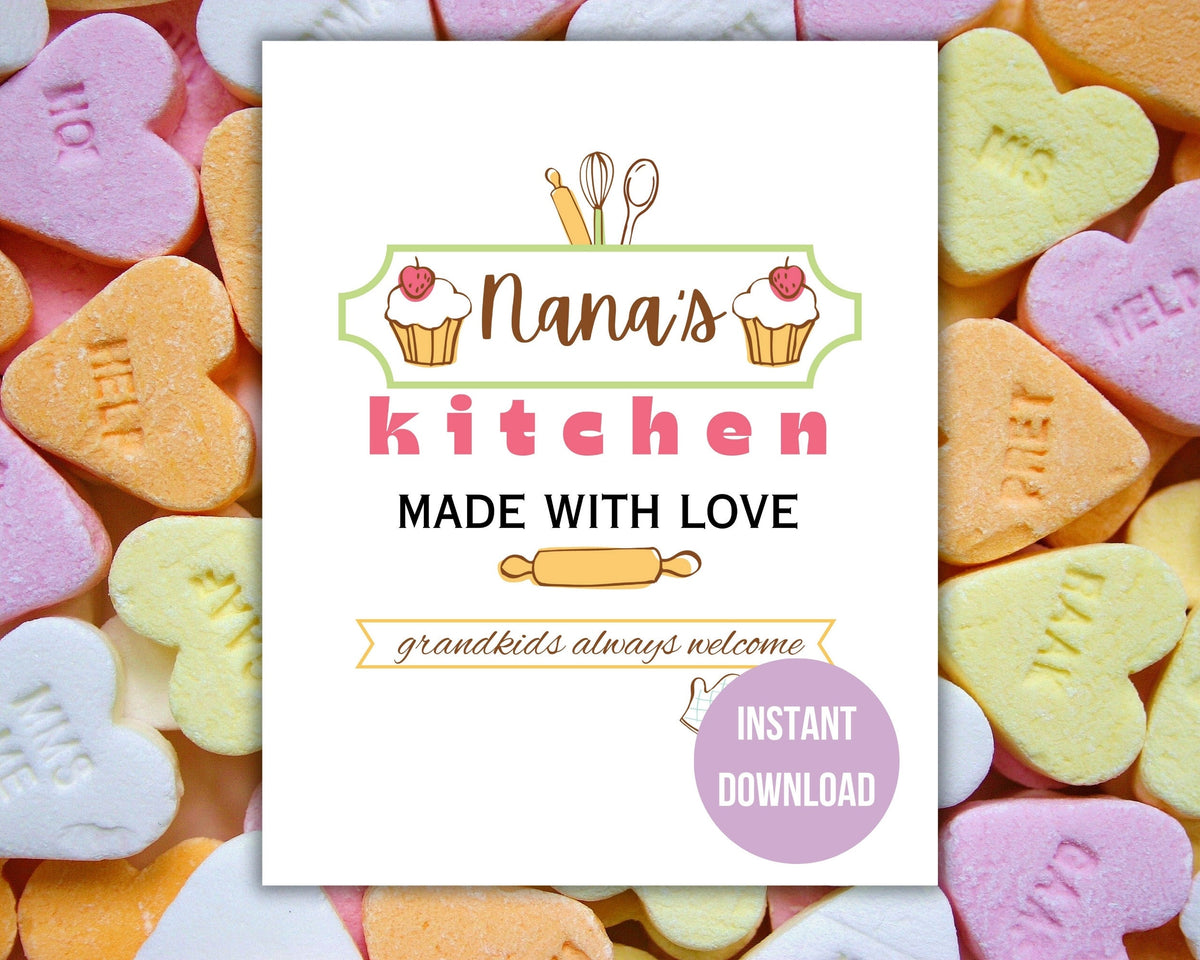 Nana's Kitchen Quote Wall Art | Fun Kitchen Decor | Housewarming Gift Ideas | Funky Wall Art | Printable Wall Art | Whimsical Wall Art
