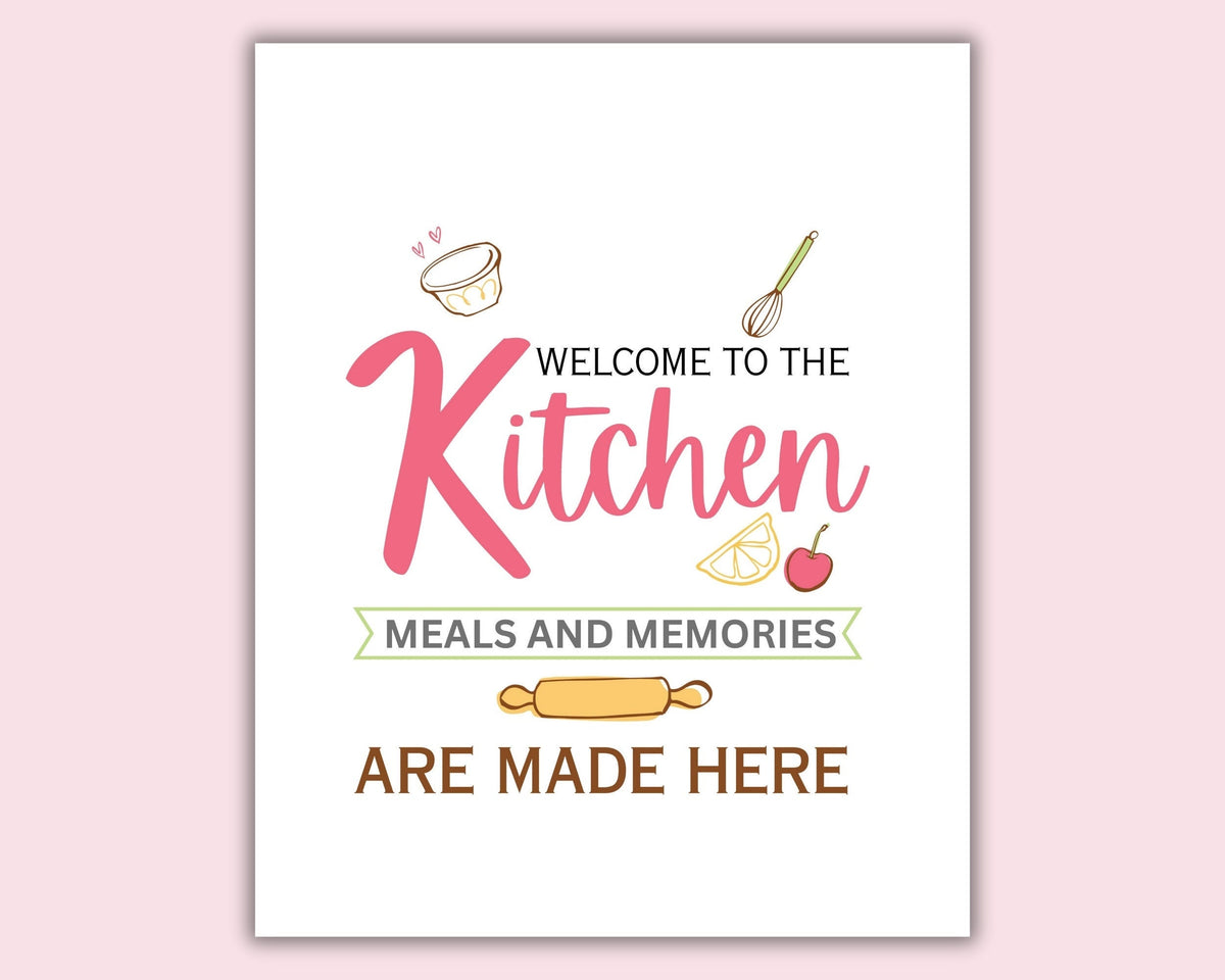 Welcome to the Kitchen Quote Wall Art | Fun Kitchen Decor | Housewarming Gift Ideas, Funky Wall Art, Printable Wall Art | Whimsical Wall Art