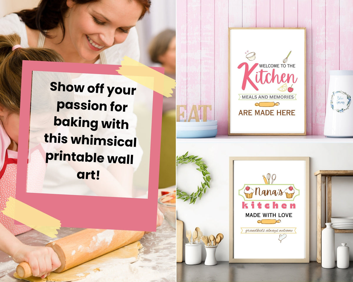 Welcome to the Kitchen Quote Wall Art | Fun Kitchen Decor | Housewarming Gift Ideas, Funky Wall Art, Printable Wall Art | Whimsical Wall Art
