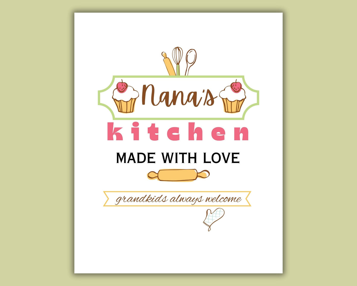 Nana's Kitchen Quote Wall Art | Fun Kitchen Decor | Housewarming Gift Ideas | Funky Wall Art | Printable Wall Art | Whimsical Wall Art