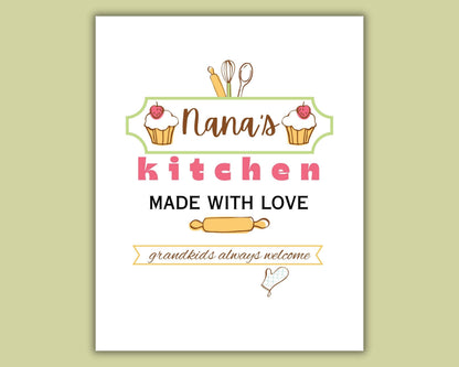 Nana's Kitchen Quote Wall Art | Fun Kitchen Decor | Housewarming Gift Ideas | Funky Wall Art | Printable Wall Art | Whimsical Wall Art